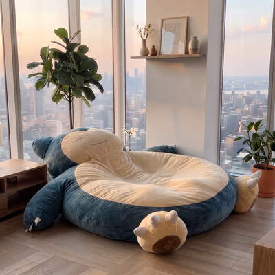 SnorCozy bean bag laid out as a wide lounger